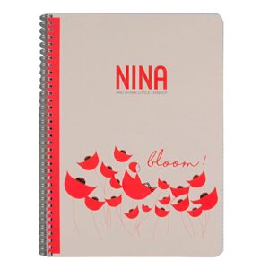 Тетрадь "Nina", А4, 96 листов, клетка, белый, красный