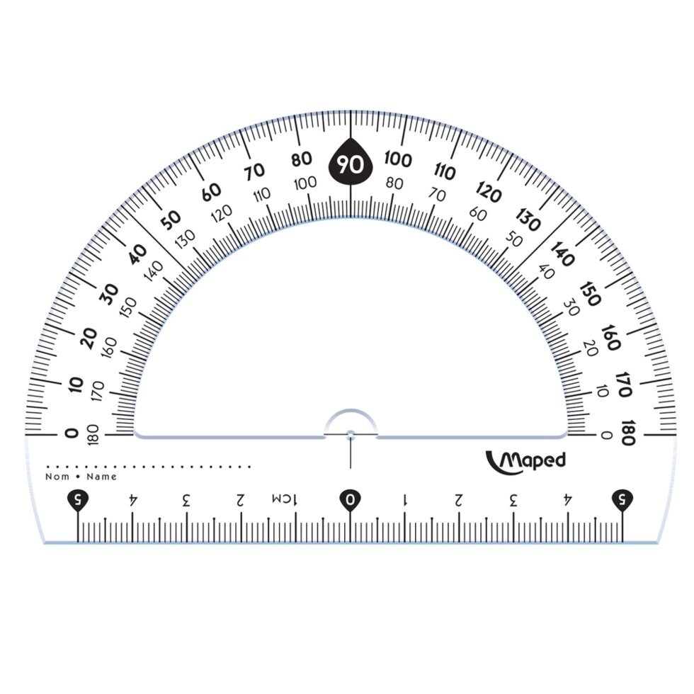 Транспортир 180° Maped, 10 см, прозрачный от компании «Офистон маркет» - фото 1