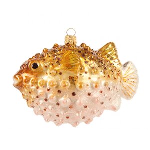 Украшение елочное "Puffer Fish", 10 см, стекло, разноцветный