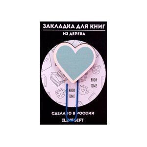 Закладка-скрепка для книг "Tiffany Heart", 50x10 мм, синий