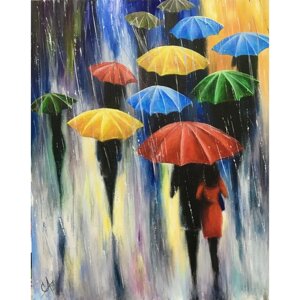 Алмазная живопись 40*50см Разноцветные зонтики DV-9518-8