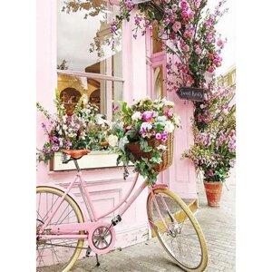 Алмазная живопись 40*50см Велосипед с цветами DV-9518-1
