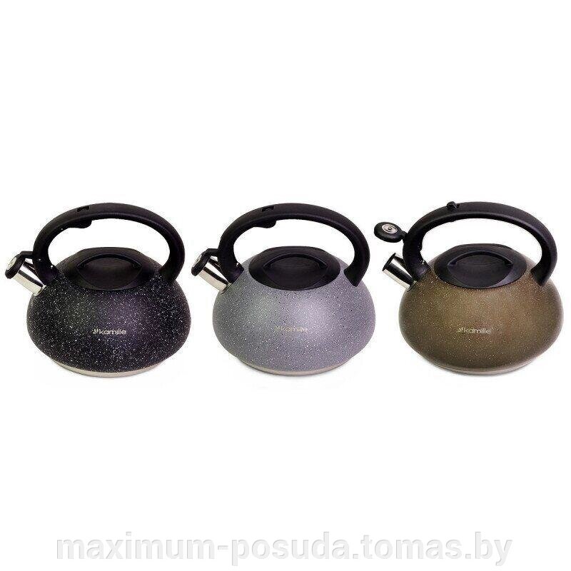 Чайник из нерж. стали со свистком Kamille KM-1074 — 3 л от компании MAXIMUM-POSUDA - фото 1
