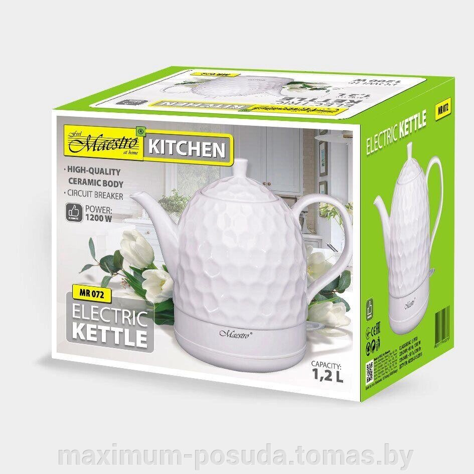 Электрический  керамический чайник Maestro MR-072 - 1.5л, керамика от компании MAXIMUM-POSUDA - фото 1