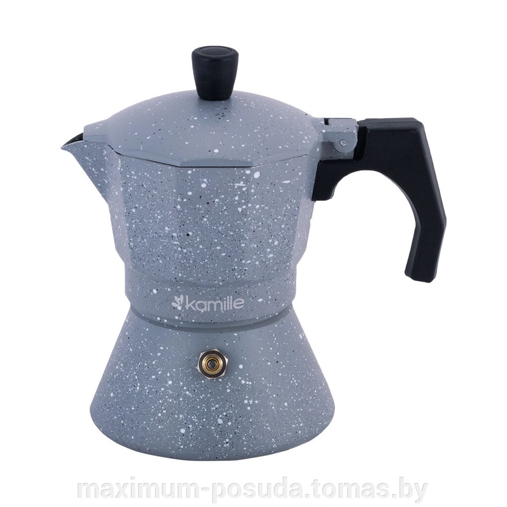 Кофеварка гейзерная 150 мл. (3 порции)  серый мрамор Kamille КМ-2516GR от компании MAXIMUM-POSUDA - фото 1