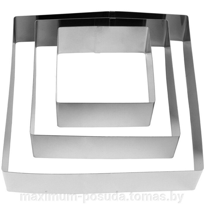 Кольцо для торта "Квадрат" 3шт в наборе 10,15,20см от компании MAXIMUM-POSUDA - фото 1
