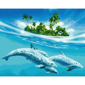 Набор для творчества "Рисование по номерам" 30*20см Дельфины DV-9519-13