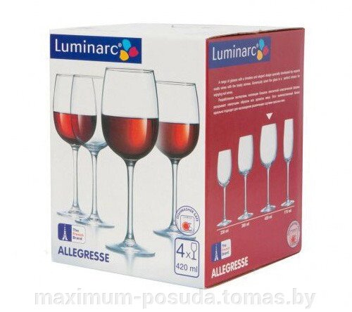 Набор фужеров для вина 420мл Luminarc Allegresse ( 4шт ) J8166 от компании MAXIMUM-POSUDA - фото 1