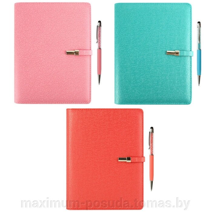 Набор подарочный: Ежедневник на кольцах А5 + ручка "Darvish" ассорти (красный, розовый, бирюза) DV-6751 от компании MAXIMUM-POSUDA - фото 1