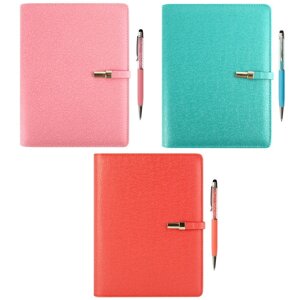 Набор подарочный: Ежедневник на кольцах А5 + ручка "Darvish" ассорти (красный, розовый, бирюза) DV-6751