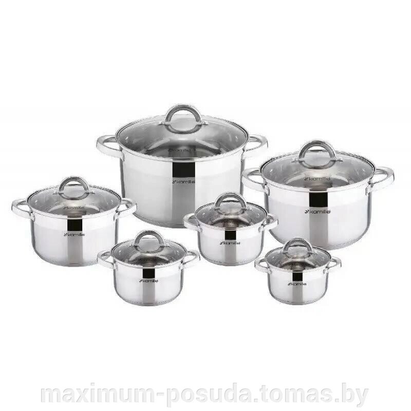 Набор посуды из нержавеющей стали  - 12 предметов  Kamille KM-5638S от компании MAXIMUM-POSUDA - фото 1