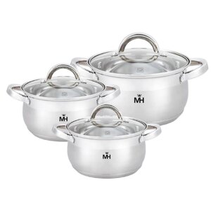 Набор посуды «Mercury Haus», MC — 1629 Belly 6 предметов 1,7/2,3/3,4 л 16/18/20 см