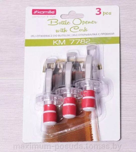 Набор пробок для бутылок с открывалками Kamille KM-7782 - 3 шт от компании MAXIMUM-POSUDA - фото 1