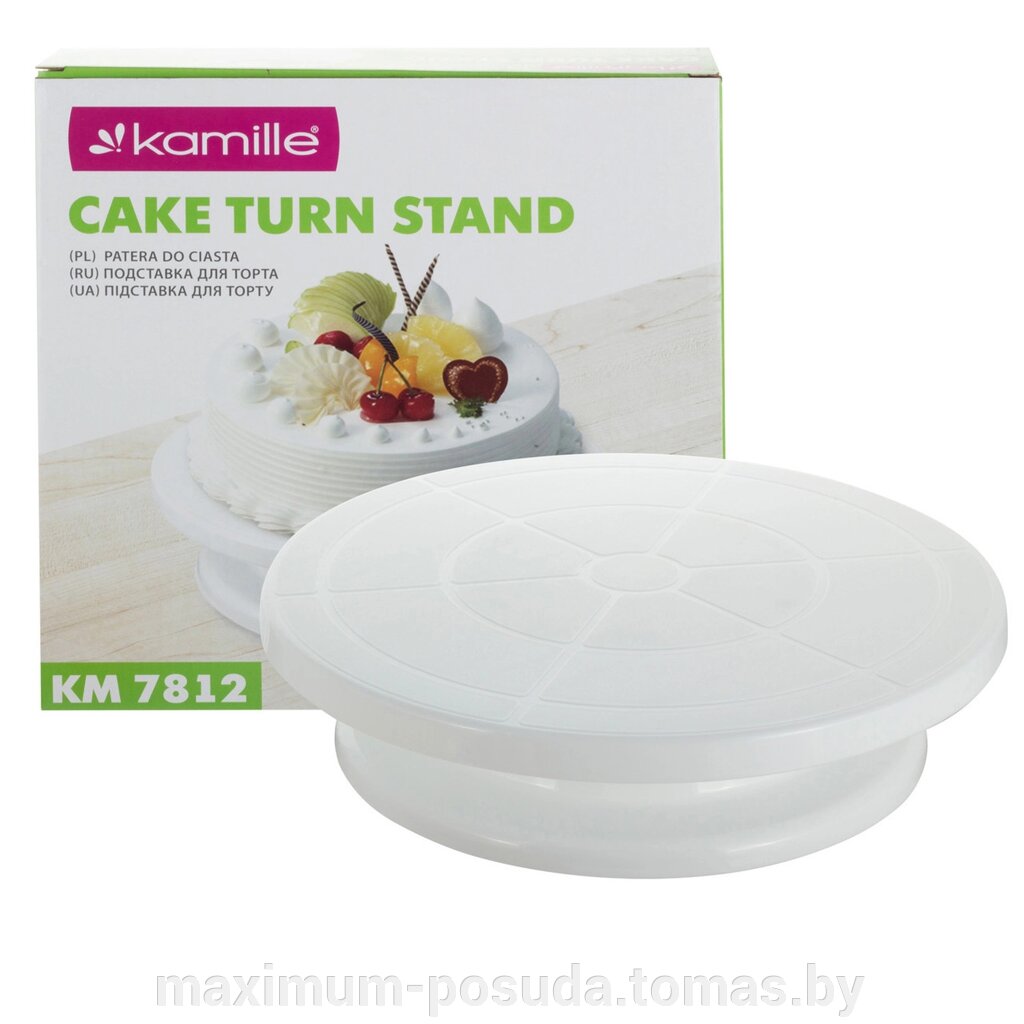 Подставка для торта Kamille KM 7812 вращающаяся пластиковая от компании MAXIMUM-POSUDA - фото 1