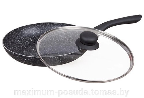 Сковорода  28 см с мраморным покрытием с крышкой  BK-7824 от компании MAXIMUM-POSUDA - фото 1
