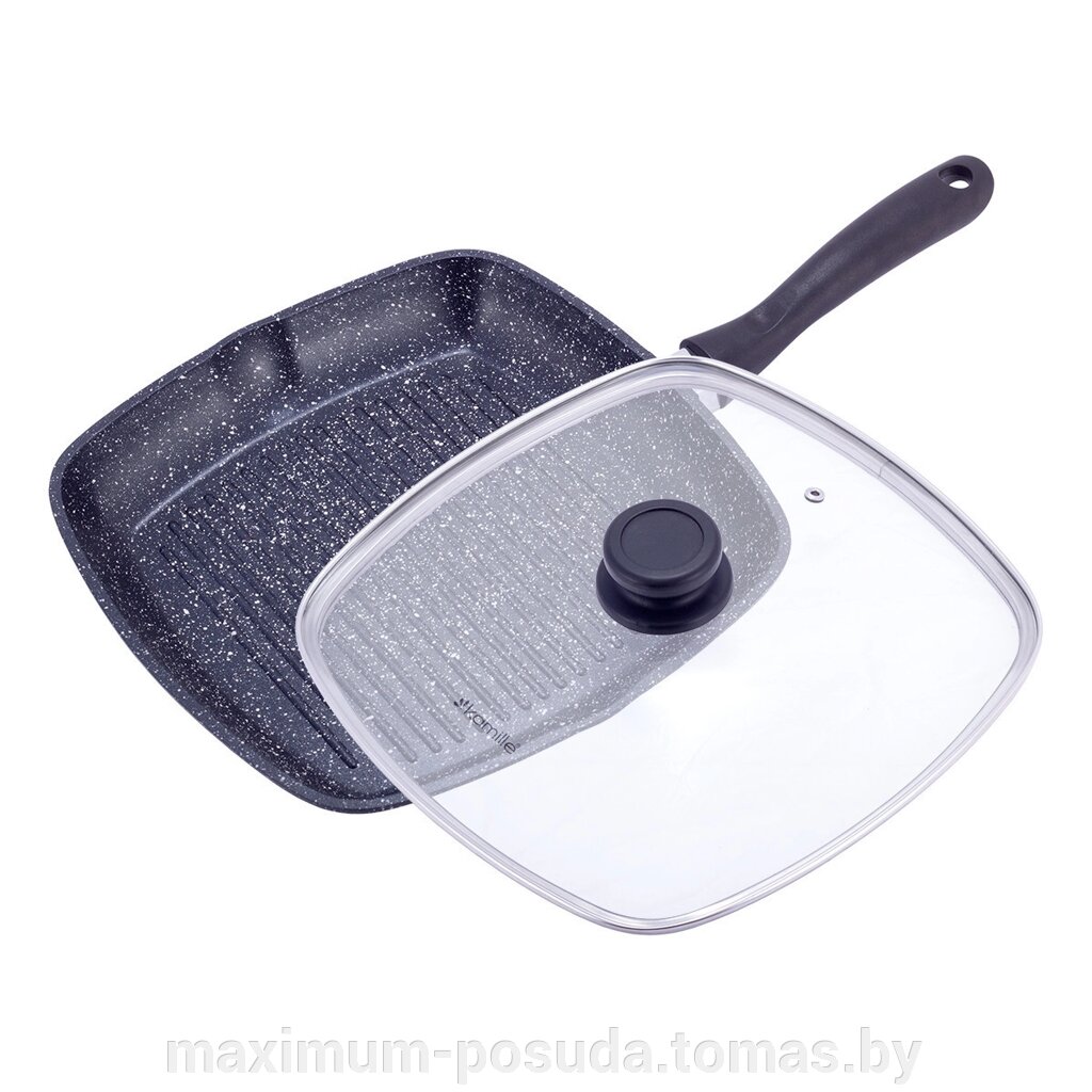 Сковорода-гриль с крышкой Kamille KM-4431 с мраморным покрытием от компании MAXIMUM-POSUDA - фото 1