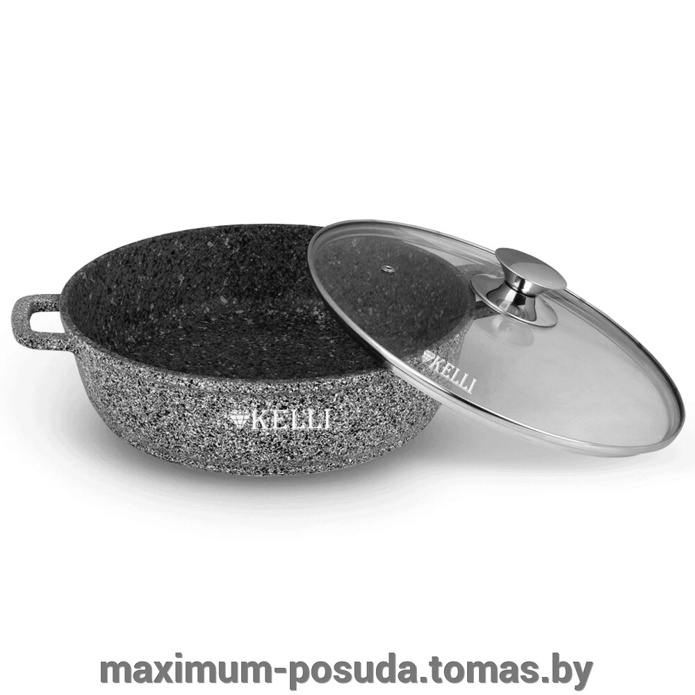 Сковорода-сотейник -  Антипригарное мраморное покрытие KL-4021-24 3 л от компании MAXIMUM-POSUDA - фото 1