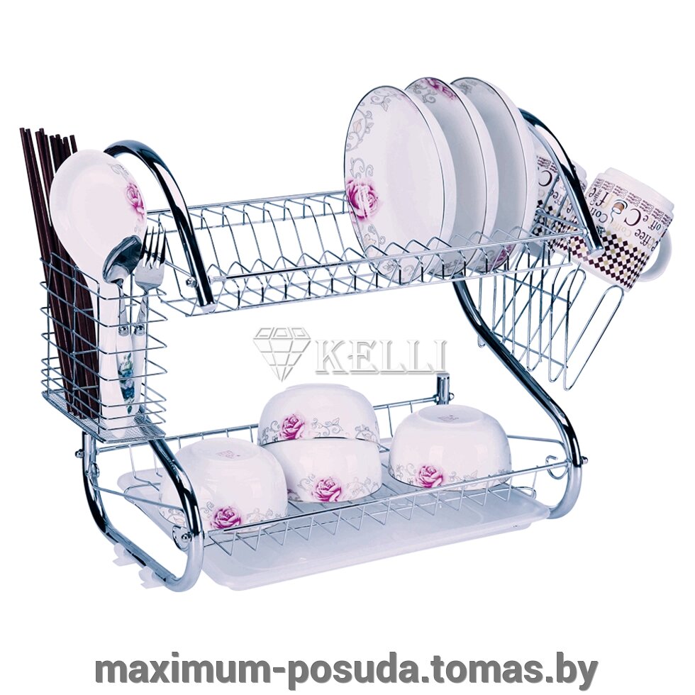 Сушка для посуды 2 уровня Kelli KL 020 от компании MAXIMUM-POSUDA - фото 1