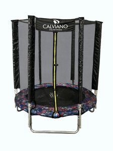 Батут пружинный с защитной сеткой Calviano 140 см (4,5ft) Smile light складной