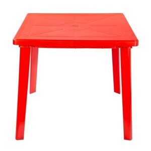 Пластиковый стол для дачи квадратный (красный)
