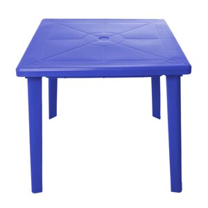 Пластиковый стол для дачи квадратный (синий)
