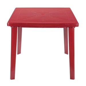 Пластиковый стол для дачи квадратный (вишневый)