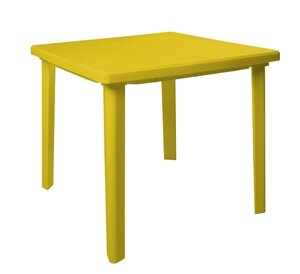Пластиковый стол для дачи квадратный (желтый)