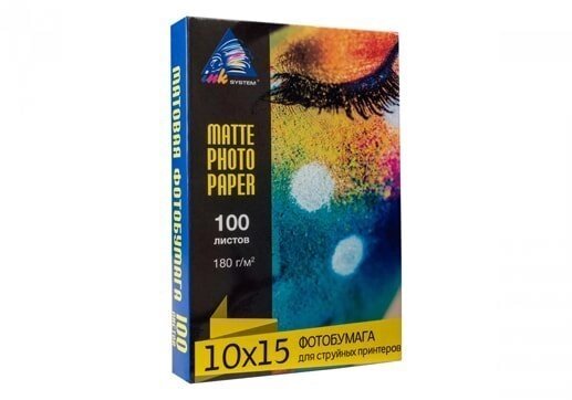 Матовая фотобумага Inksystem Matte Photo Paper 180g, 10x15, 100 листов - гарантия