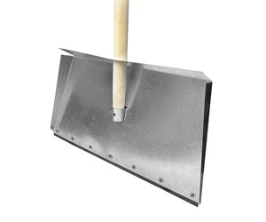 Комплект: Лопата для снега оцинкованная, 3-х бортная, 590х300 мм, с планкой + Черенок