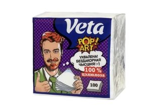 Салфетки бумажные неокрашенные "Veta Pop Art" по 100 шт в упаковке (24)