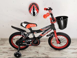 Детский велосипед Delta Sport 14 + шлем (красно-черный)