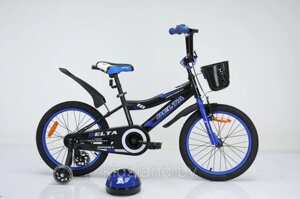 Детский велосипед Delta Sport 16 + шлем (сине-черный)