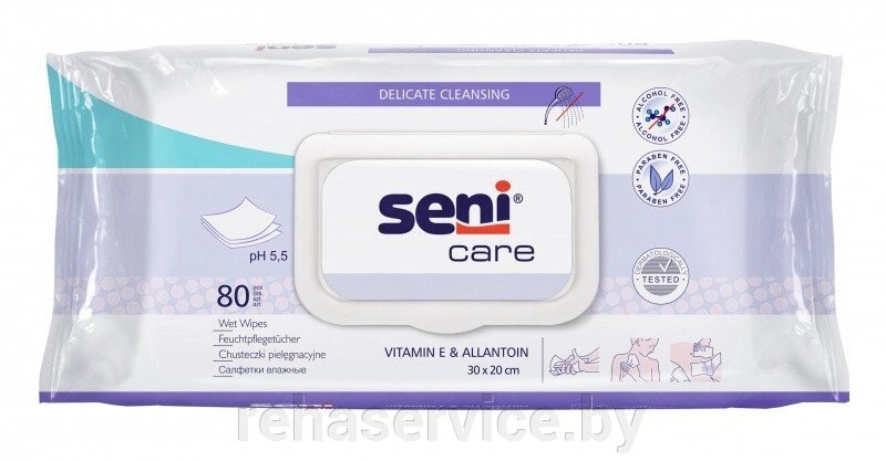 Салфетки влажные Seni Care с витамином Е (80 шт.) - обзор