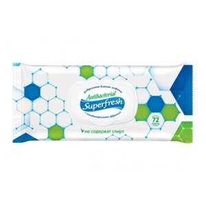 Салфетки антибактериальные влажные Super Fresh, (72 шт.)