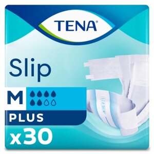 Подгузники для взрослых Tena Slip Plus Medium впитывающие 70-120 см (M), 30 шт