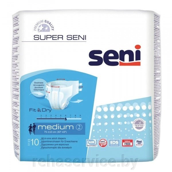 Подгузники для взрослых SUPER SENI MEDIUM 10 шт. от компании Магазин товаров для здоровья - Rehaservice - фото 1