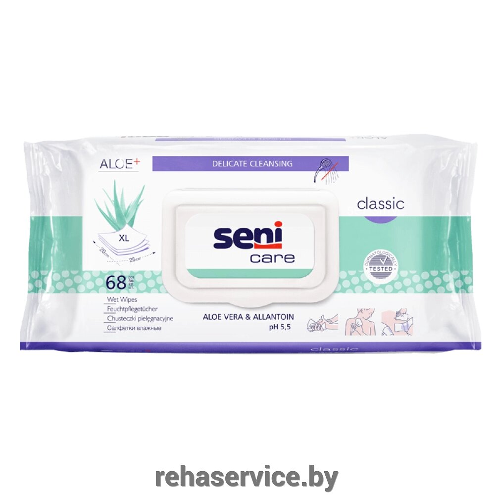 Салфетки влажные Seni Care Aloe Vera (68 шт.) от компании Магазин товаров для здоровья - Rehaservice - фото 1
