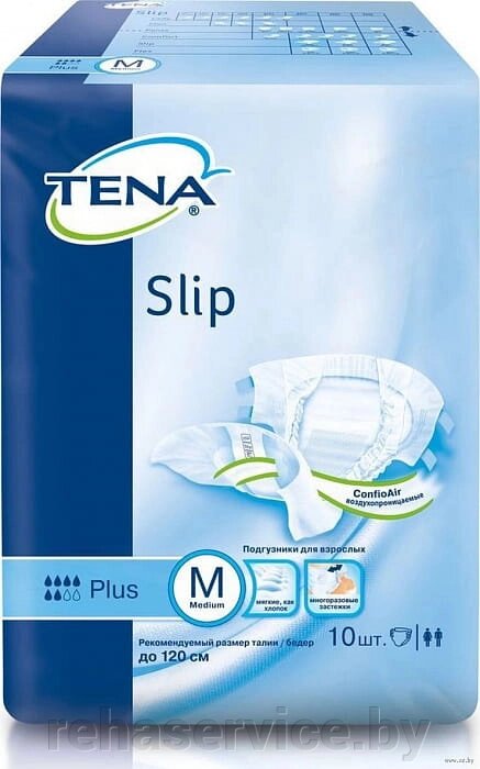 TENA Подгузники для взрослых Slip Plus Medium 10 шт от компании Магазин товаров для здоровья - Rehaservice - фото 1