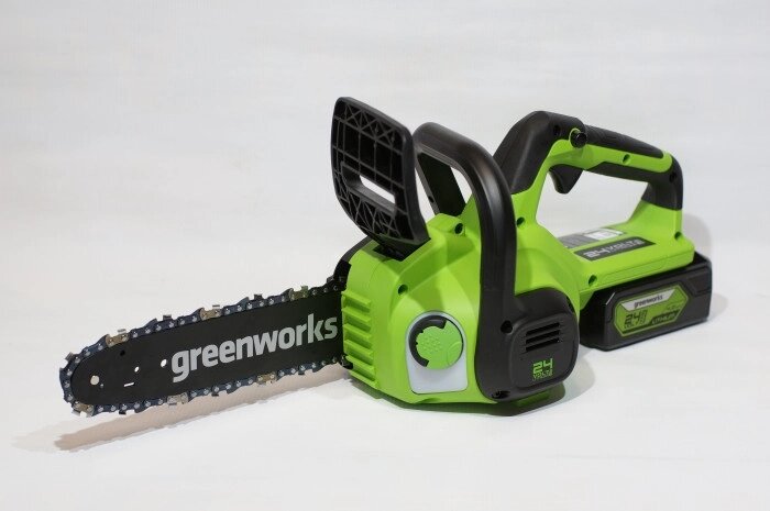 Цепная пила аккумуляторная Greenworks 24V, 25см, c АКБ 4Ач и ЗУG24CS25K4 от компании ЧТУП «АннаДекор» - фото 1