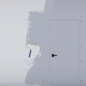 Дверь скрытая под покраску усиленная с черной алюминиевой кромкой ДССПУ 2100*600*40мм