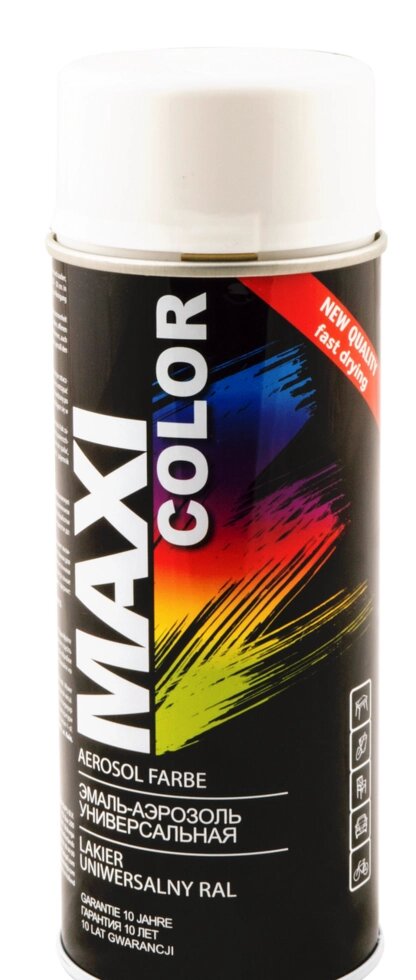 ЭМАЛЬ-АЭРОЗОЛЬ БЕЛАЯ 400МЛ MAXI COLOR RAL9010 9010MX от компании ЧТУП «АннаДекор» - фото 1