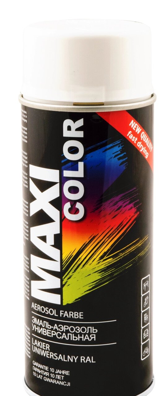 ЭМАЛЬ-АЭРОЗОЛЬ БЕЛАЯ матовая 400МЛ MAXI COLOR RAL9010 9010MMX от компании ЧТУП «АннаДекор» - фото 1