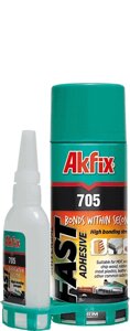 Клей для склеивания стыковок и соединений изделий МДФ Akfix 705 быстродействующий набор 100+25мл GA055 для