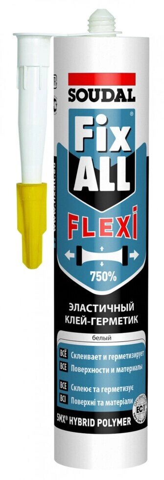 Клей-герметик гибридный SOUDAL Fix All Flexi белый 290 мл от компании ЧТУП «АннаДекор» - фото 1