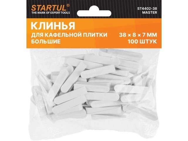 Клин д/каф. плитки большой 38х8х7мм 100шт STARTUL MASTER (ST4402-38) (используются без зажимов, СВП) от компании ЧТУП «АннаДекор» - фото 1