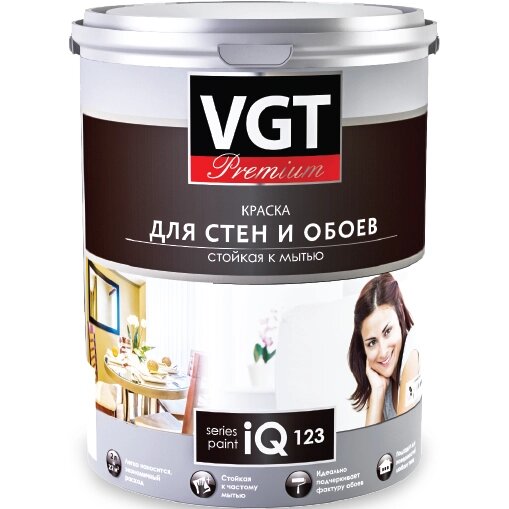 КРАСКА VGT PREMIUM ДЛЯ СТЕН И ОБОЕВ IQ 123, БАЗА А 0,8кг VGT от компании ЧТУП «АннаДекор» - фото 1