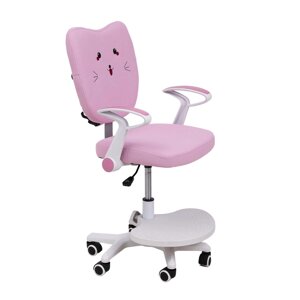Кресло поворотное CATTY, WHITE, ткань, котенок розовый)