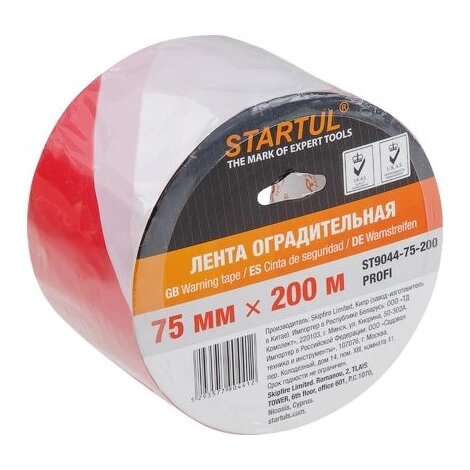 Лента оградительная сигнальная 75мм*200м STARTUL PROFI ST9044-75-200 от компании ЧТУП «АннаДекор» - фото 1