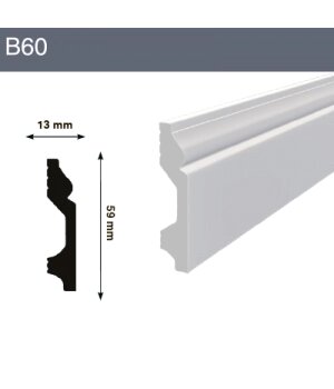 Напольный плинтус B60 59x13x2000 мм (ВхШхД) от компании ЧТУП «АннаДекор» - фото 1