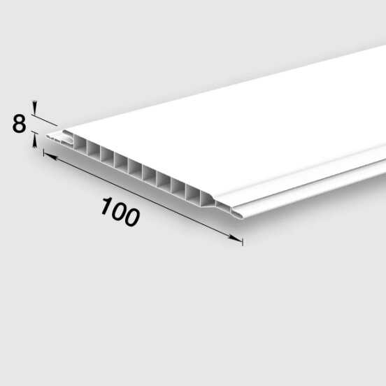 Панель пластиковая односекционная 10*0,8*3000мм Белая П8-ПП100-3,0 001БЕЛ от компании ЧТУП «АннаДекор» - фото 1